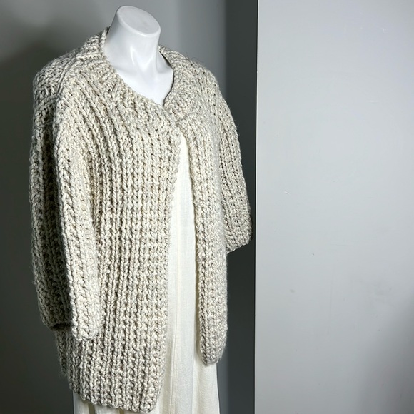 Hand Knit Bulky Oversized Cardigan Large - Picture 2 of 6